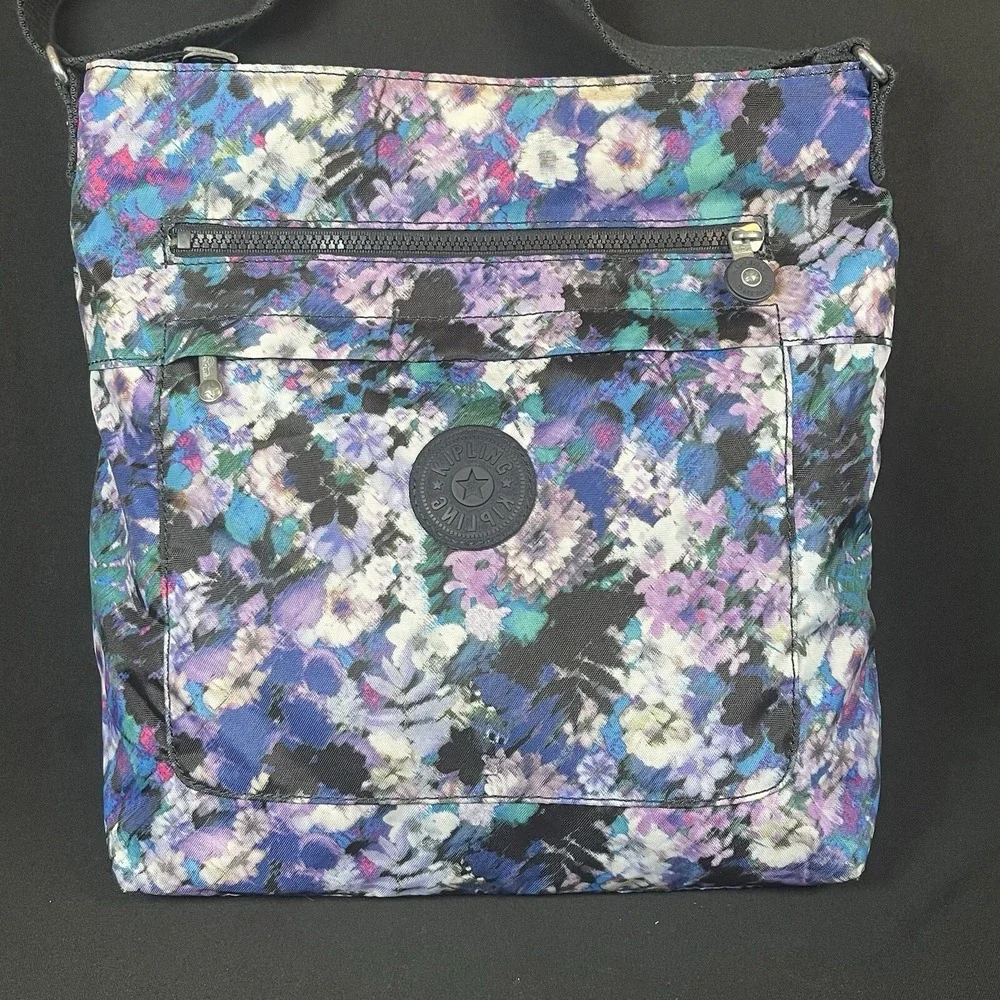 Kipling Women's Blue Purple‎ Floral Crossbody Shoulder Bag Purse Lightweight